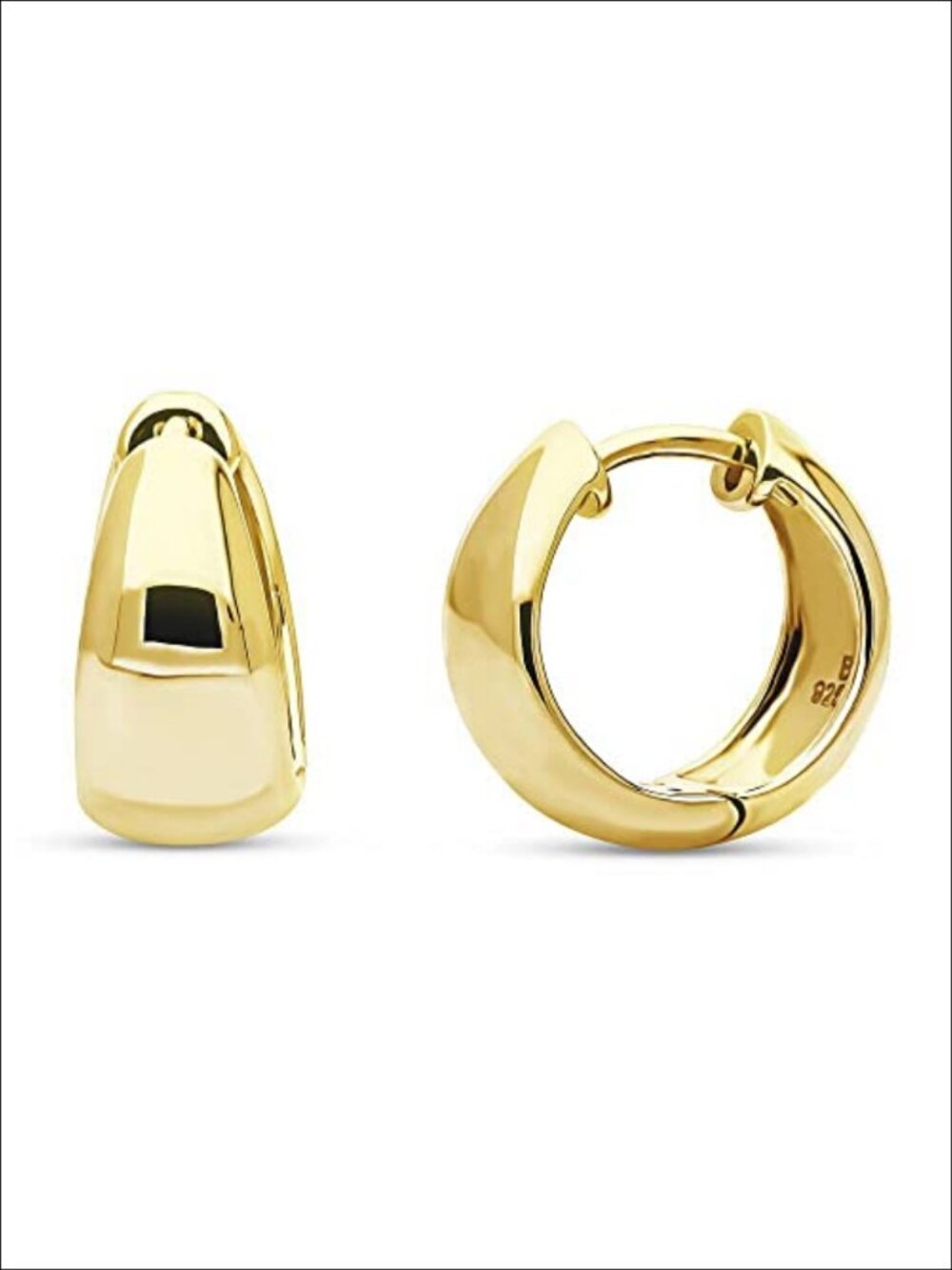 Sterling Silver CZ Dome Huggie Hoop Earrings Snap Back Small